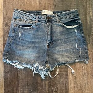RSQ Blue Jean Shorts Distressed High-Waisted